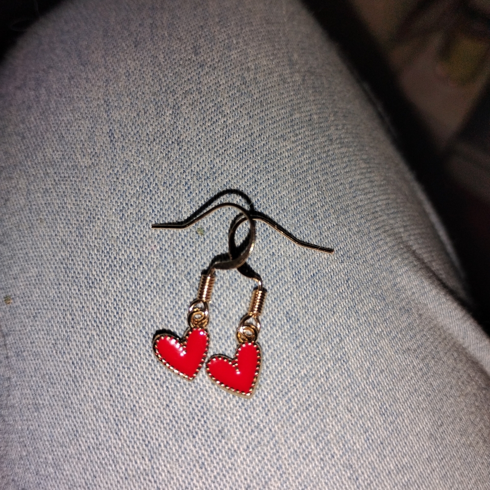 Heart-Shaped Red Earrings
